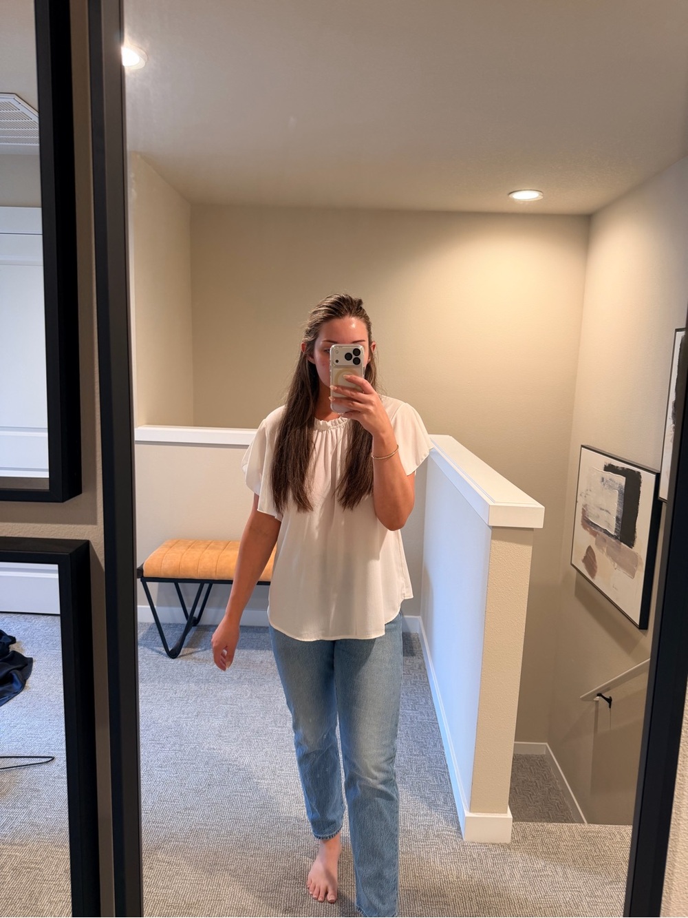 Boohoo Ivory Ruffle Sleeve Blouse - Picture 1 of 3